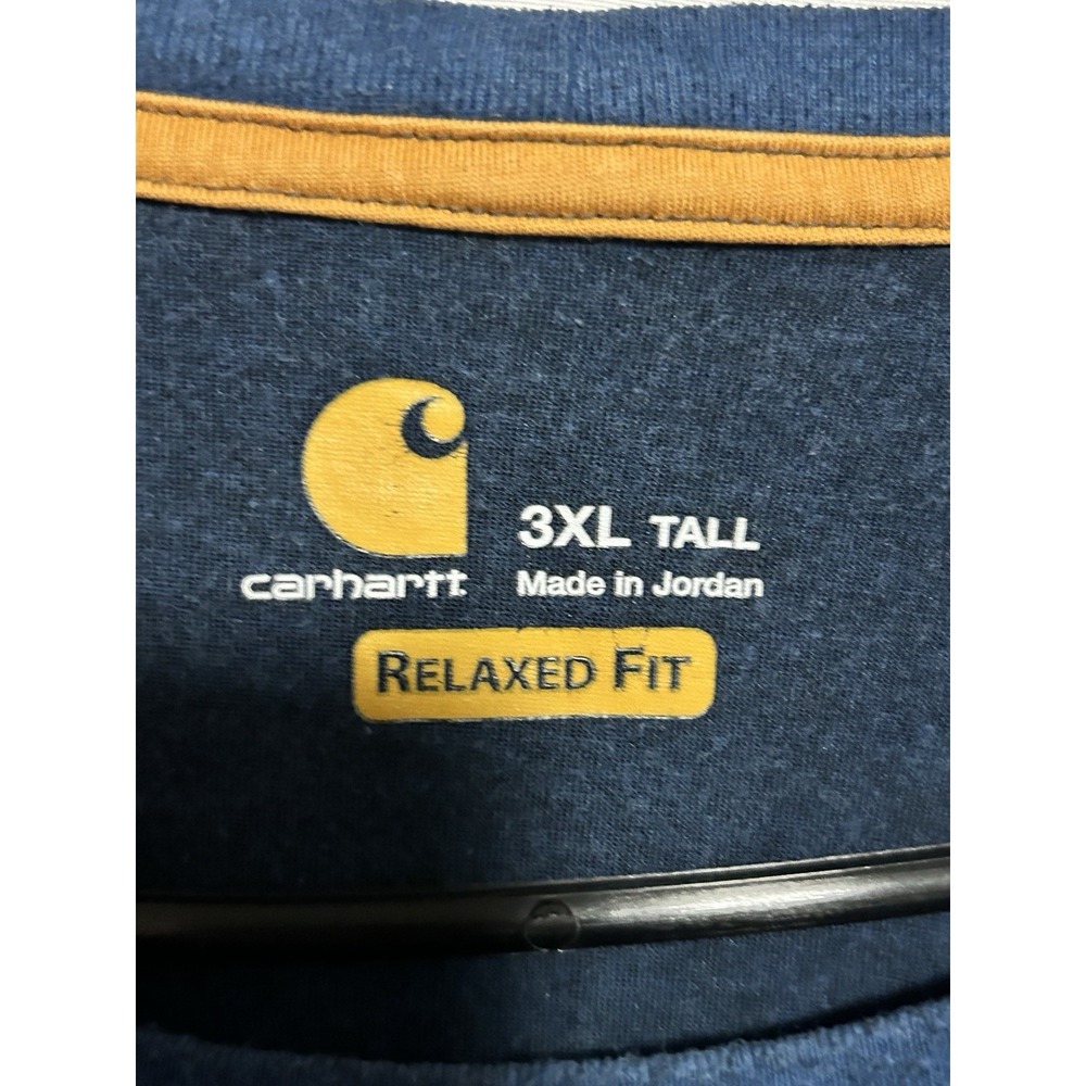 Carhartt Force T Shirt Mens 3XL Tall Blue Relaxed Fit Pocket Workwear - Picture 3 of 6
